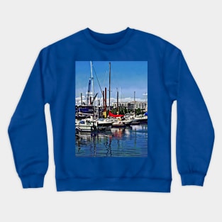 Jersey City NJ - Boat Basin at Liberty Landing Marina Crewneck Sweatshirt